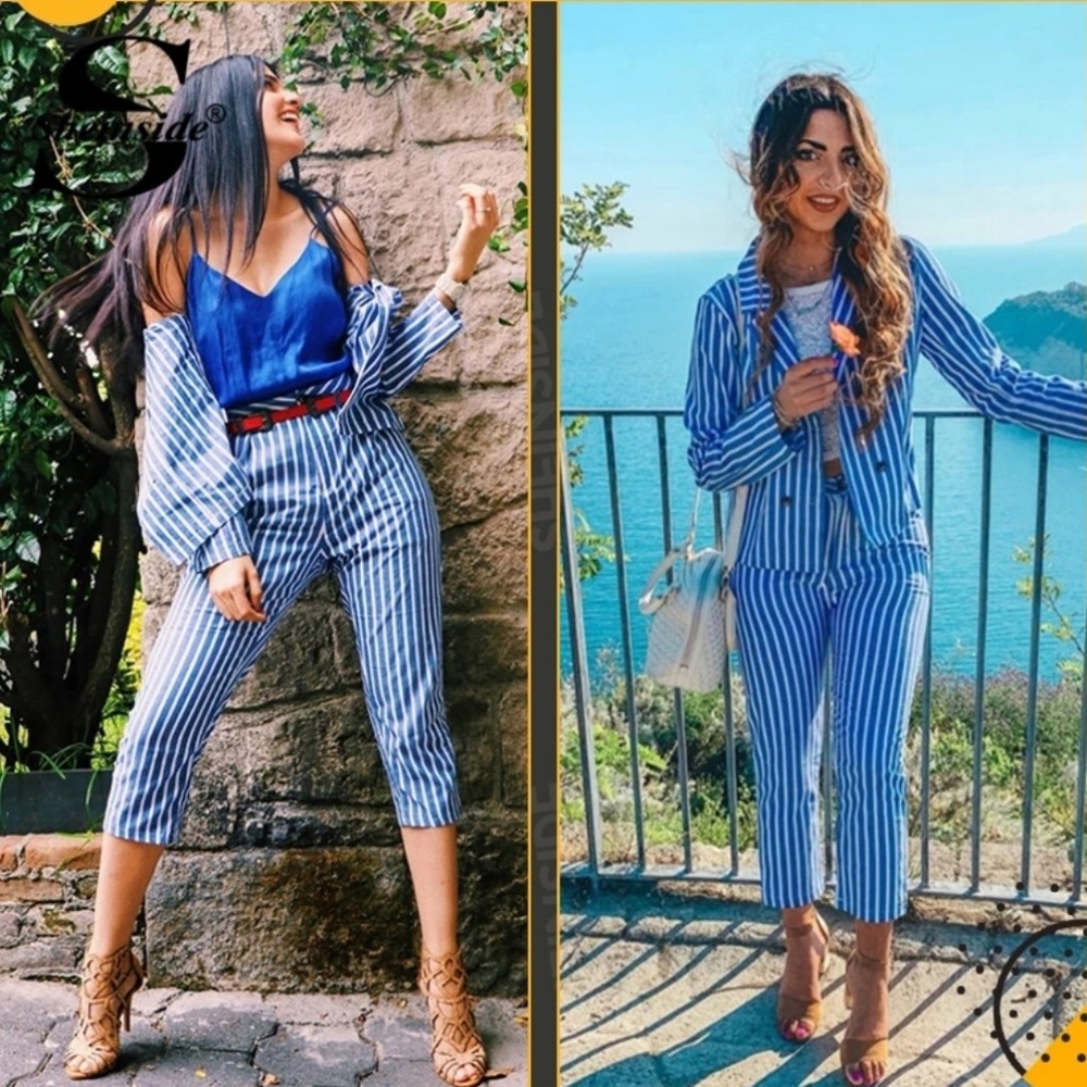 2 set Double Button Notched Collar Blazer and Pant - Picture 5 of 8